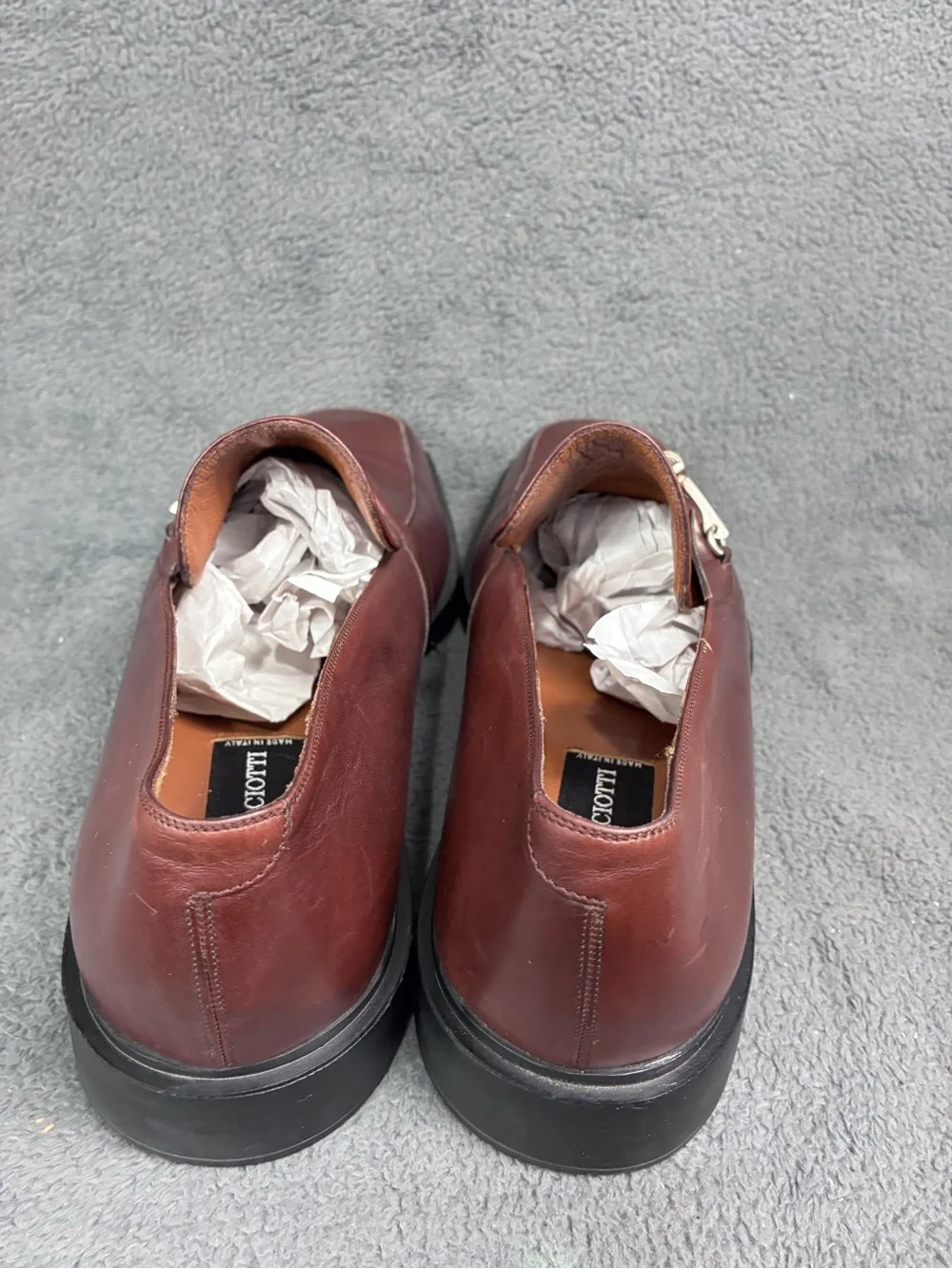 CESARE PACIOTTI Men's Brown Leather Horsebit Loafer  Square Toe. Size 10